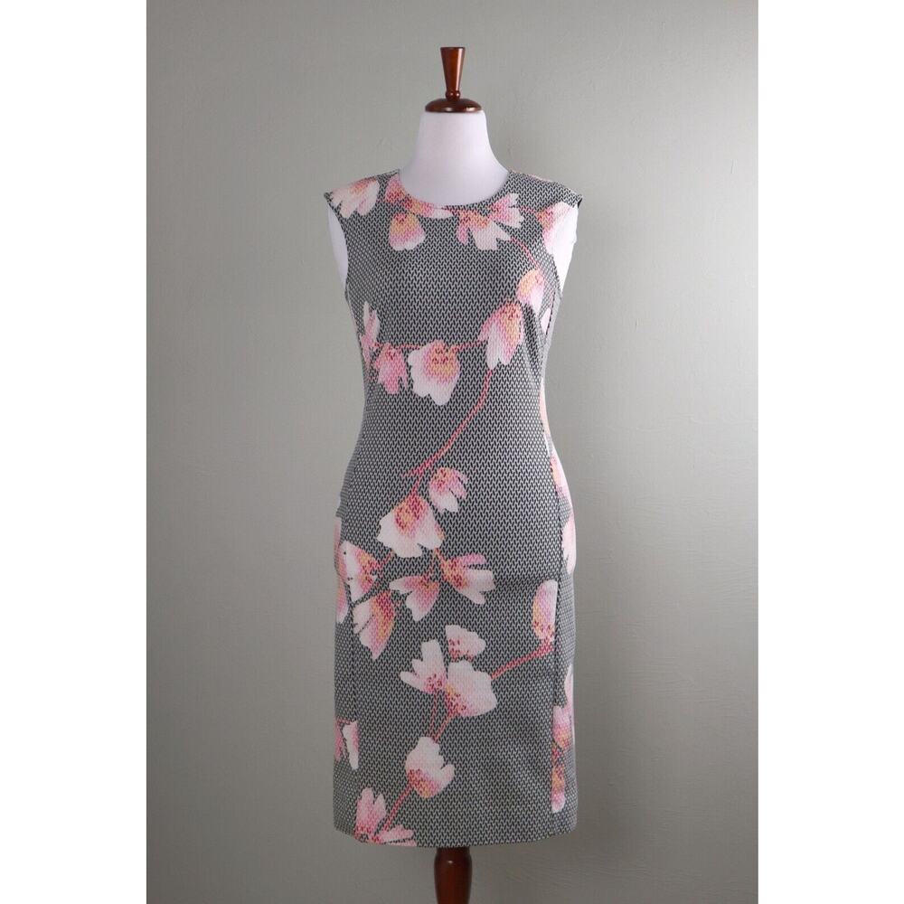 N NATORI $165 Floral Sleeveless Stretch Knee Length Sheath Dress Size 10